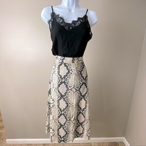 PRETTYLITTLETHING Snake Print Floaty Midi Skirt Size 2